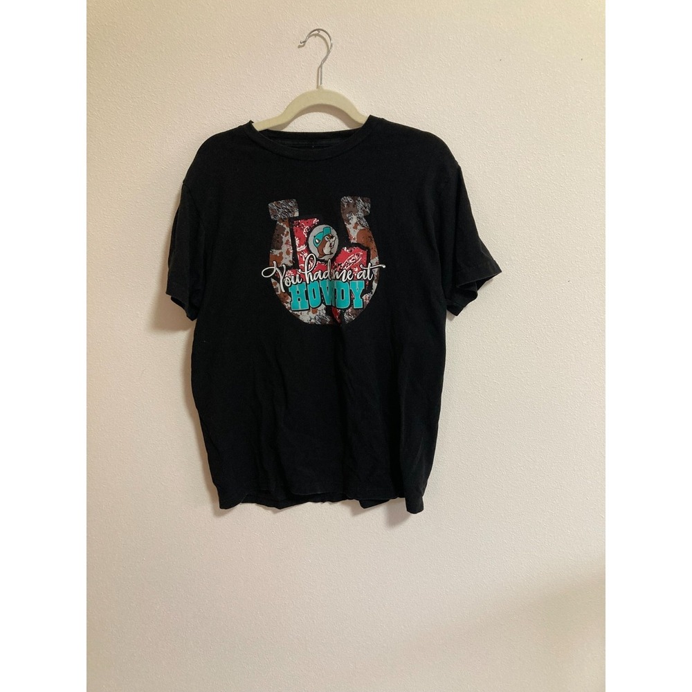 Buc-ee's You Had me‎ at Howdy Black Shirt Size L Graphic Short Sleeve Texas